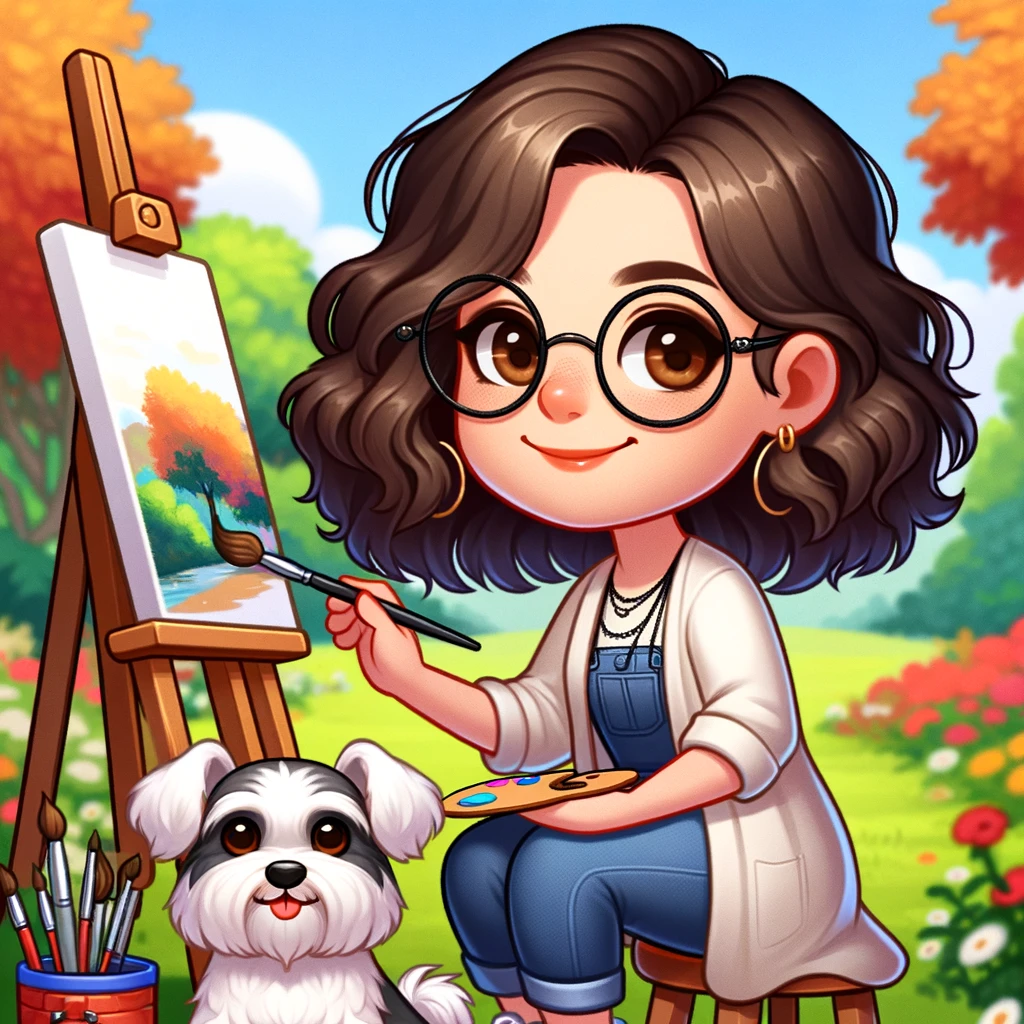 artist Lori Anne Brown with her dog, Zoey.
